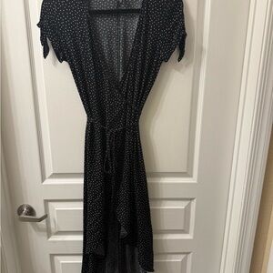 H&M Black High Low Dress with White Dots